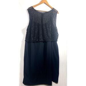 Adrianna Papell Blue Beaded Midi Sheath Dress Embellished 22W